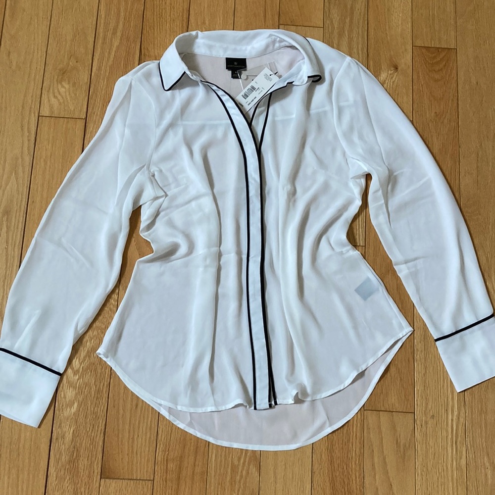 NWT Worthington Black & White Button Down Blouse